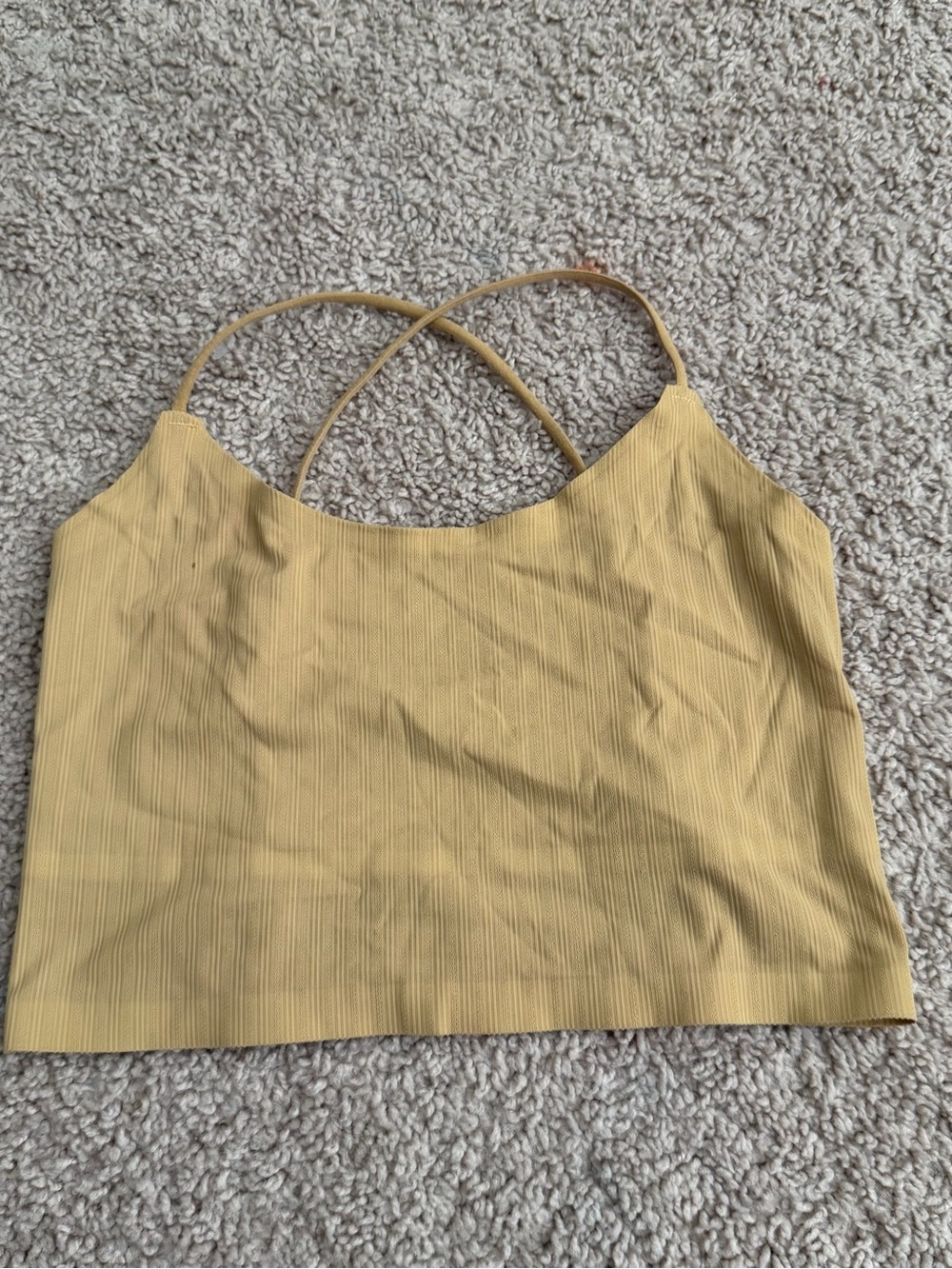 Women’s Mustard Yellow Cropped Cami Top with Crossback Straps